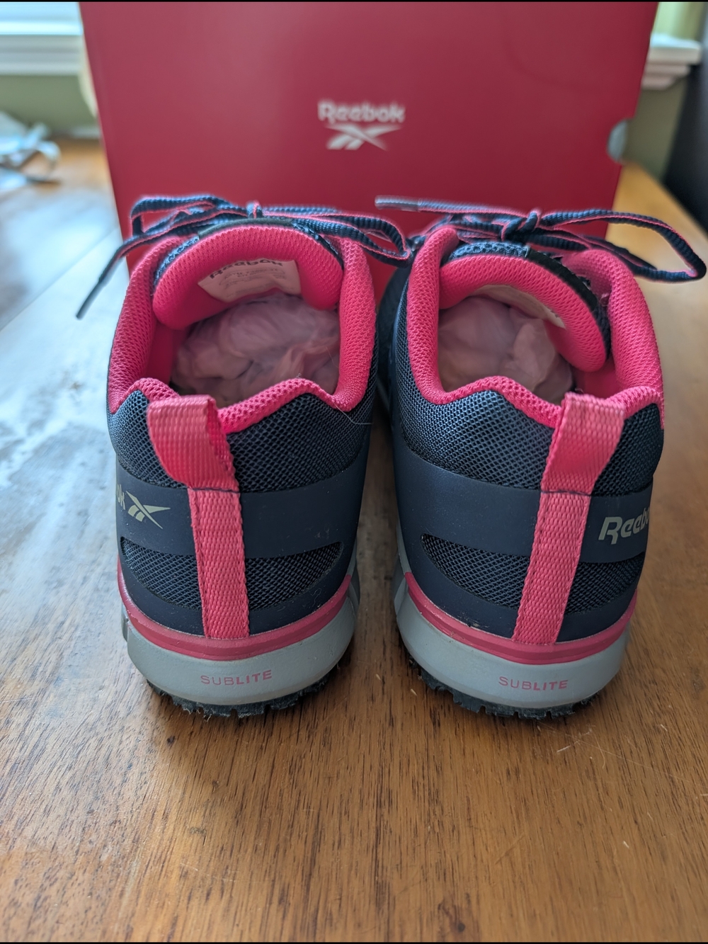 Reebok Navy and Pink Women's Slip-On Athletic Work Shoes - Picture 4 of 11